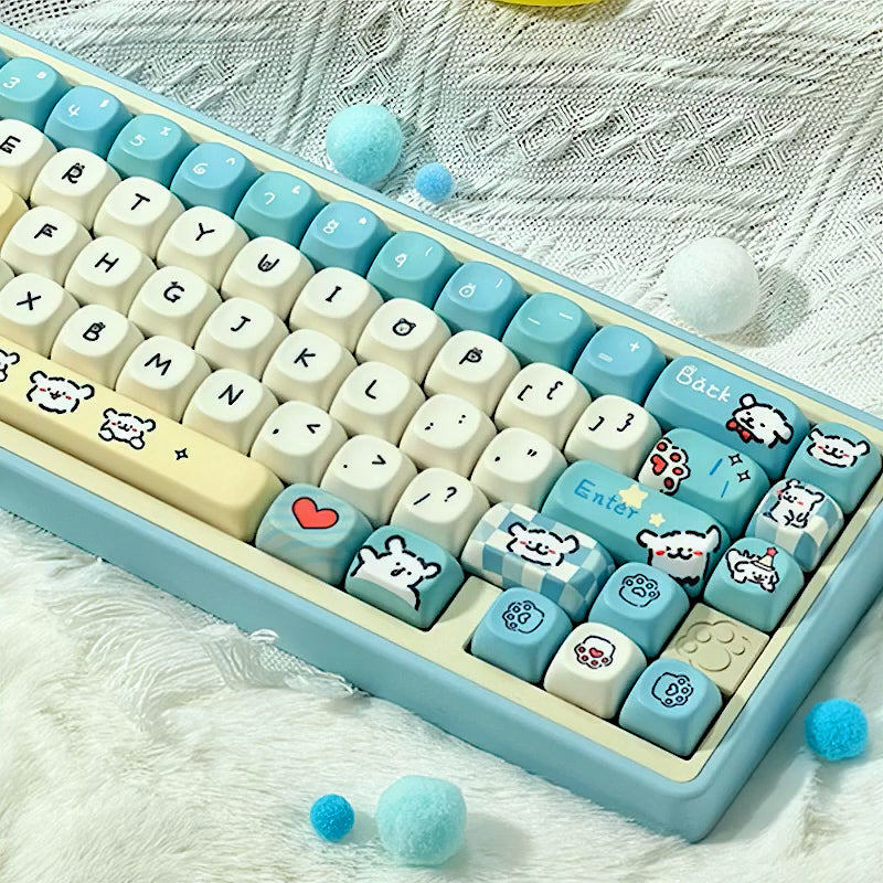 Cute Maltese Dog Keycaps Set, Cartoon Themed MOA Keycaps for Mechanical Keyboard