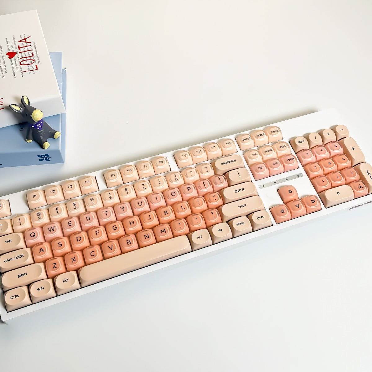 Beige Pink Keycaps Set for Mechanical Keyboard, Gradient Makeup Foundation Theme, MOA Keycap Sets