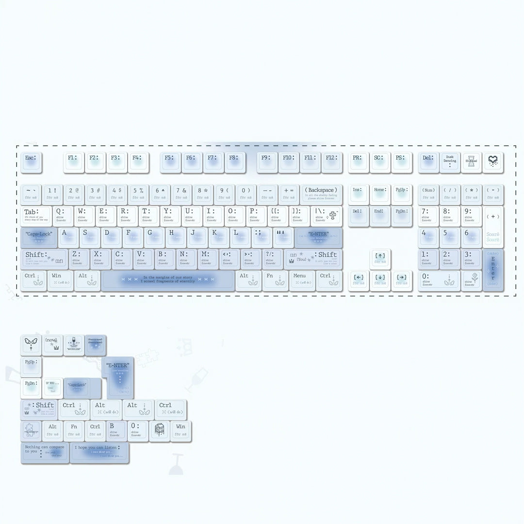 Pre-order Romantic Cherry Keycaps Set for Mechanical Keyboard, Pink/Blue Gradient Cute Pastel Theme Keycap