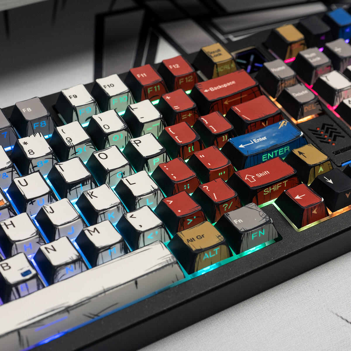 Retro Anime Comic Keycaps, Manga Japanese Theme Keycaps, Cartoon Design for Mechanical Keyboards