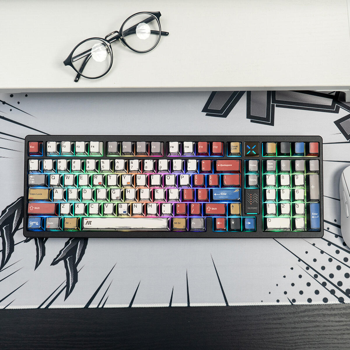 Retro Anime Comic Keycaps, Manga Japanese Theme Keycaps, Cartoon Design for Mechanical Keyboards