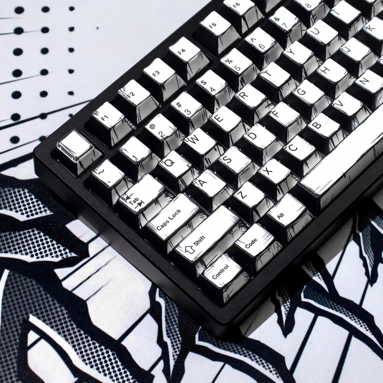 Anime White Comic Keycaps, Cartoon Design for Mechanical Keyboards, Cherry Keycap Set