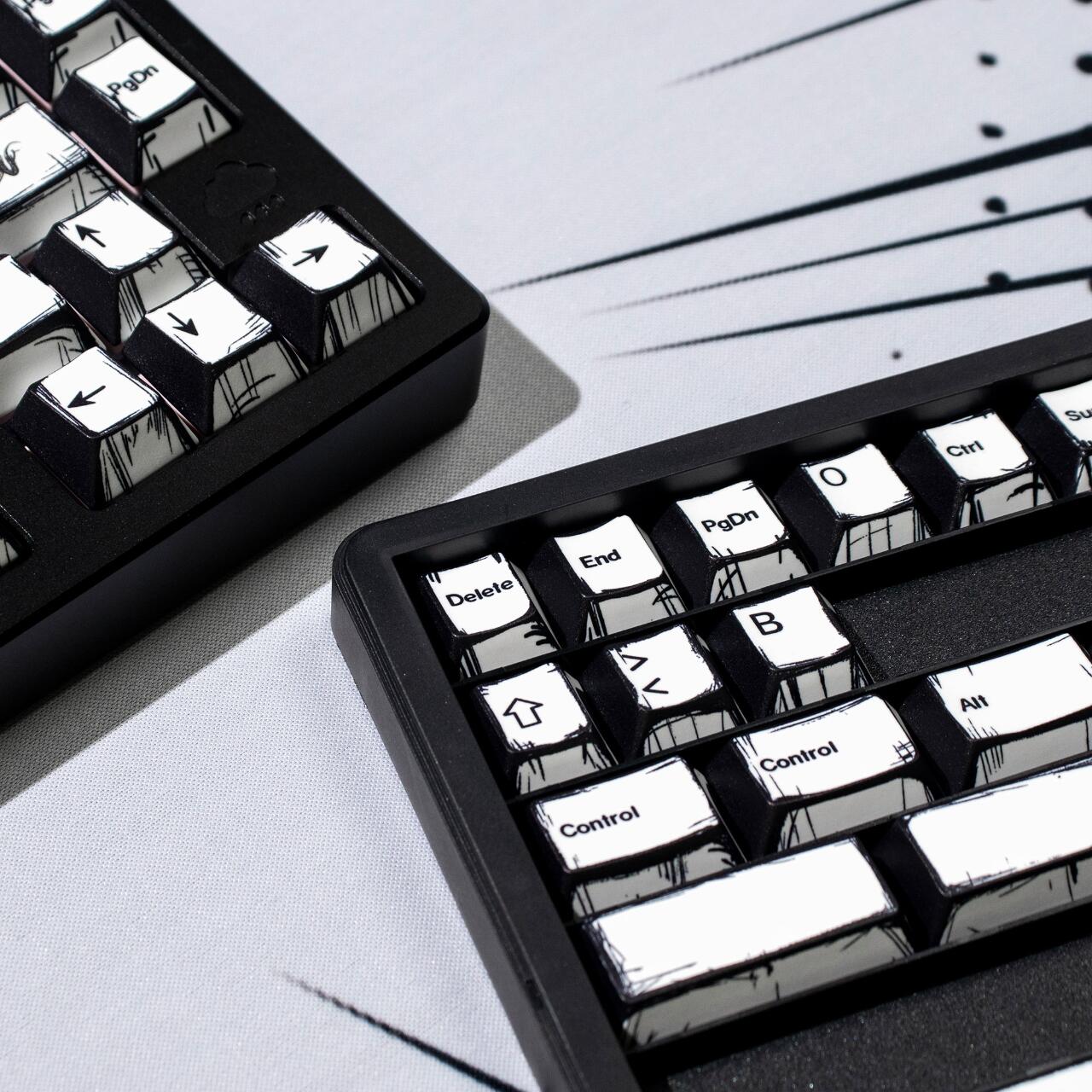 Anime White Comic Keycaps, Cartoon Design for Mechanical Keyboards, Cherry Keycap Set