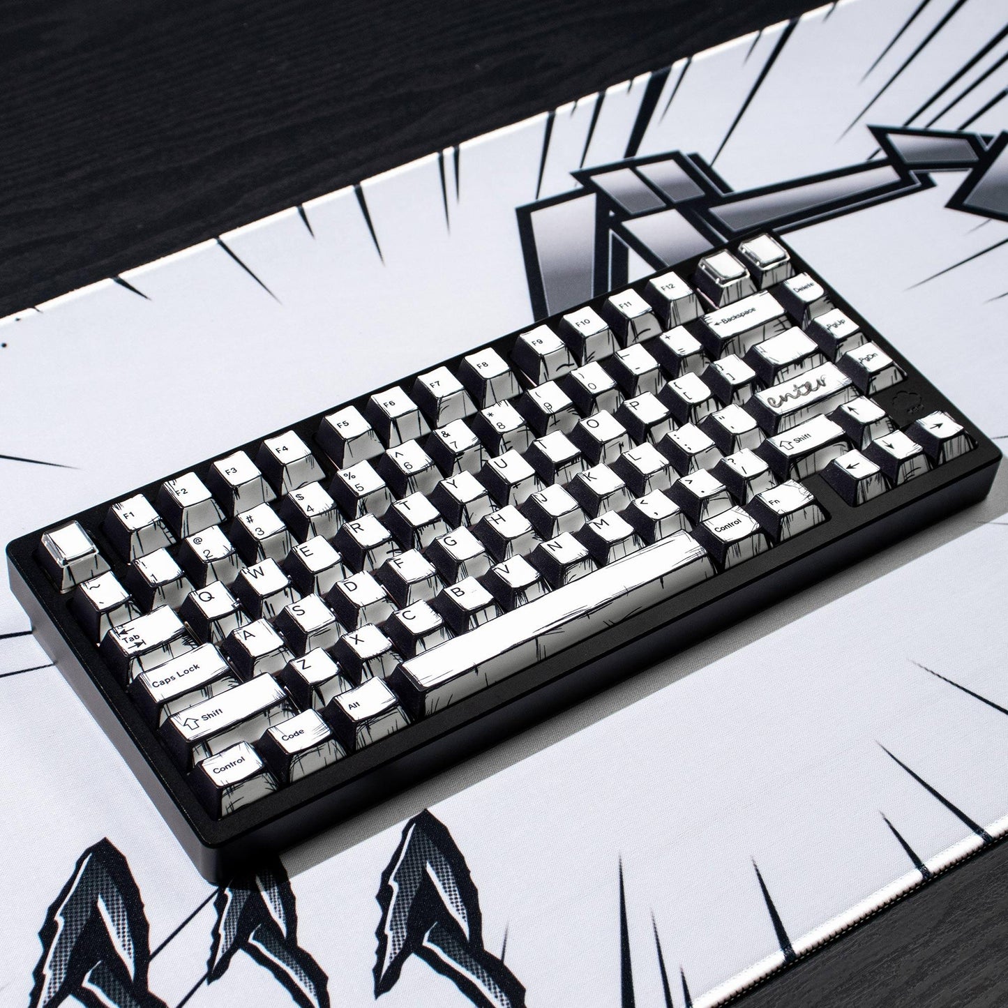 Anime White Comic Keycaps, Cartoon Design for Mechanical Keyboards, Cherry Keycap Set