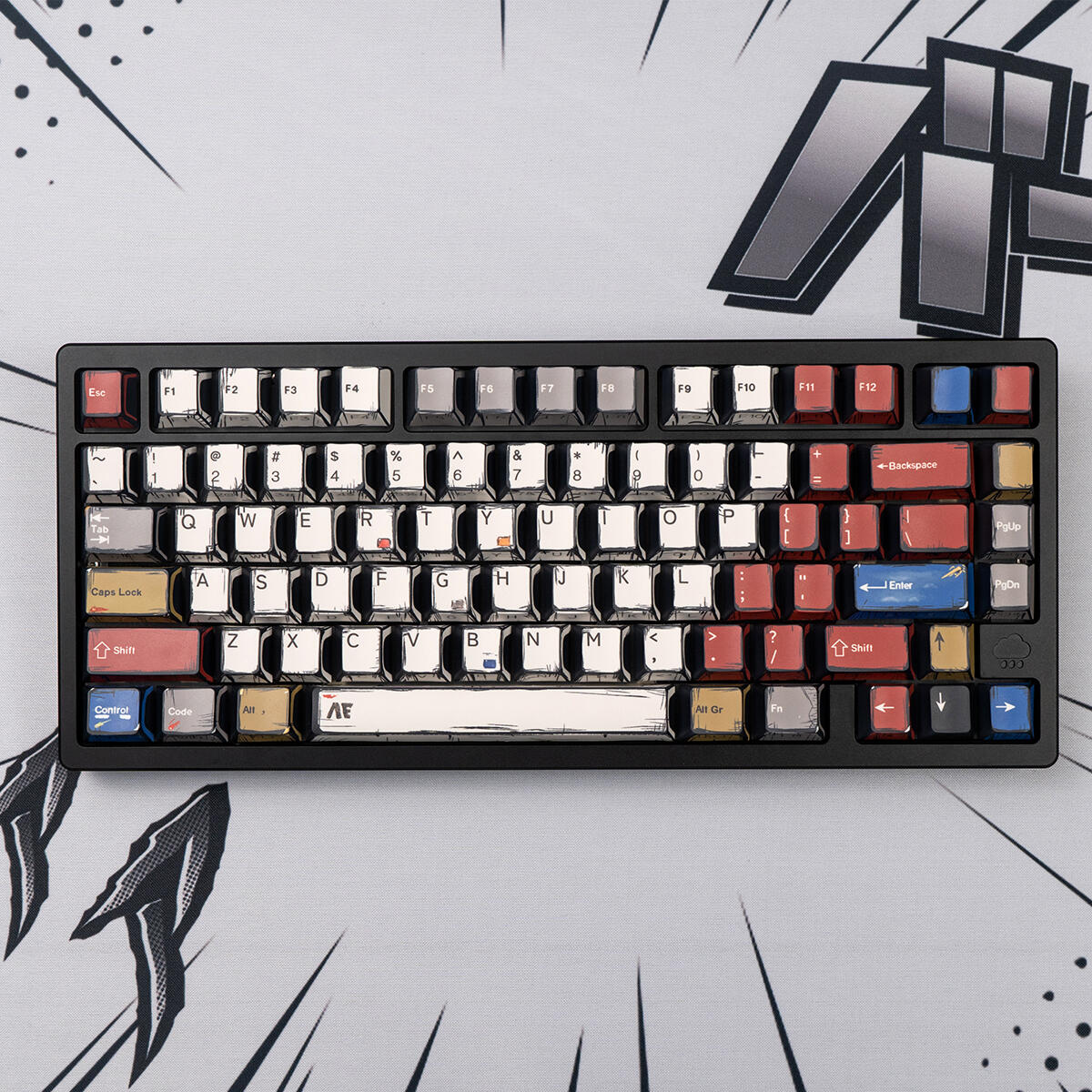Retro Anime Comic Keycaps, Manga Japanese Theme Keycaps, Cartoon Design for Mechanical Keyboards