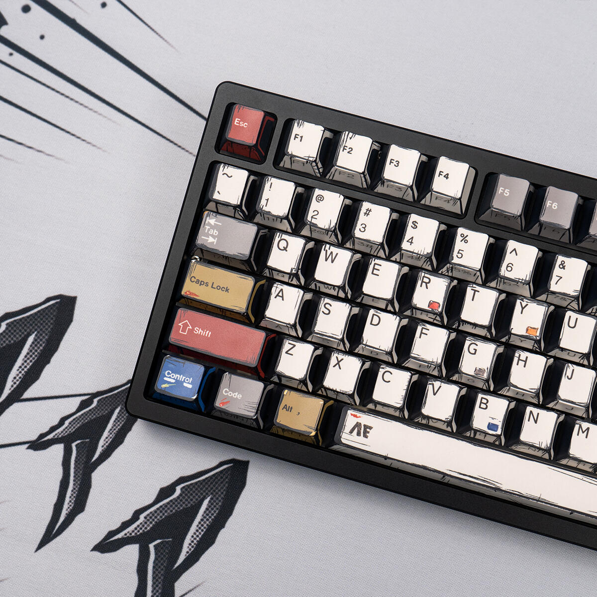 Retro Anime Comic Keycaps, Manga Japanese Theme Keycaps, Cartoon Design for Mechanical Keyboards