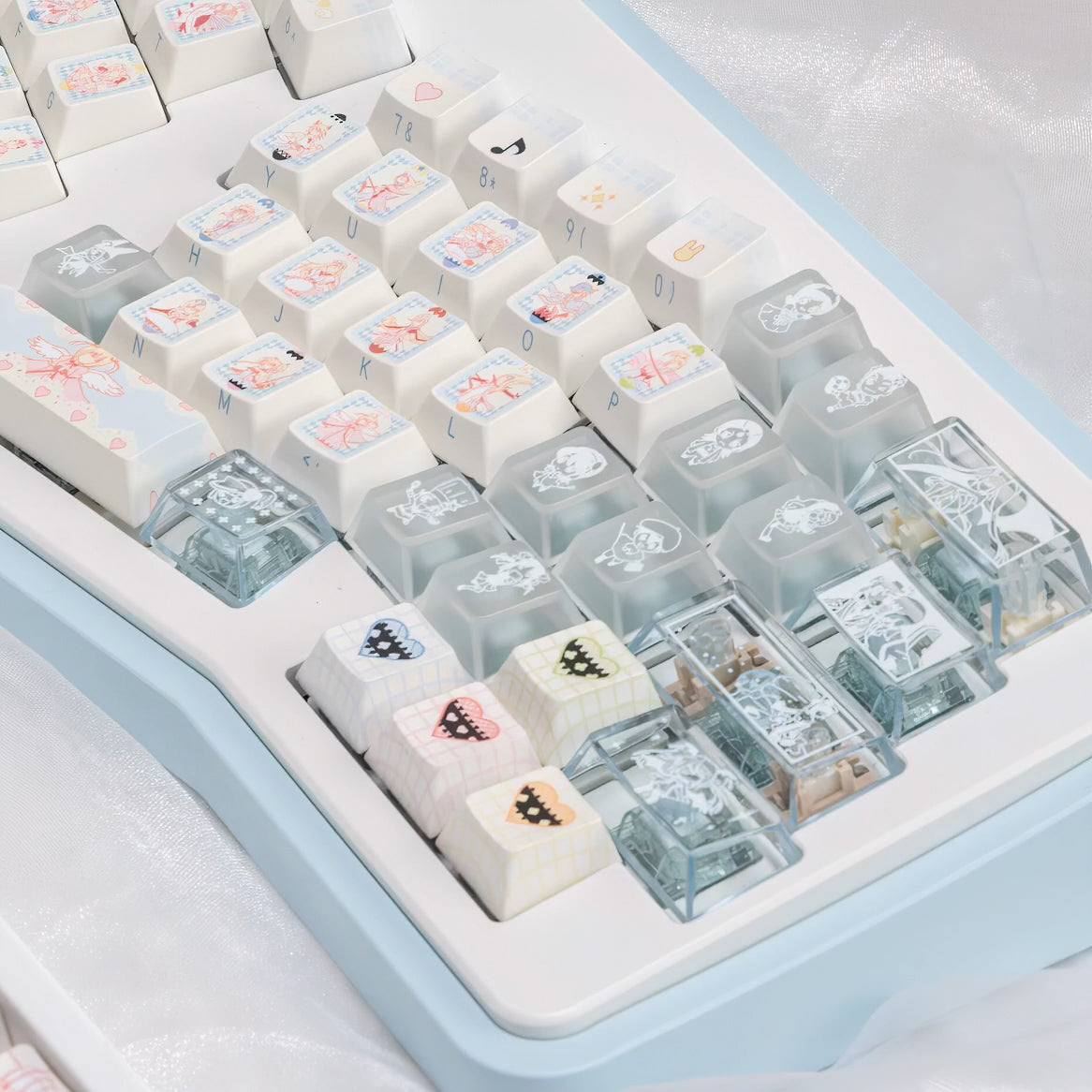 Limited Edition Shugo Chara Keycaps Set for Mechanical Keyboard, Anime Cute Design, Cherry Profile Side-Engraved Keycaps
