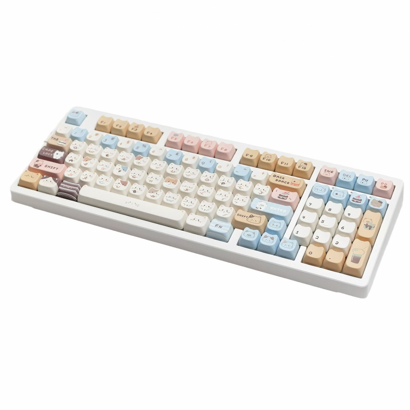 Cute Sea Salt Cat Keycaps Set Kawaii Cartoon Themed MAO Keycaps for Mechanical Keyboards