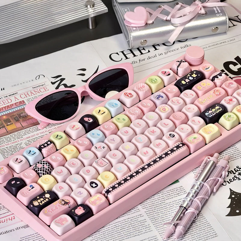 Shugo Chara Anime Theme Cute Pink MOA Keycaps Set for Mechanical Keyboard