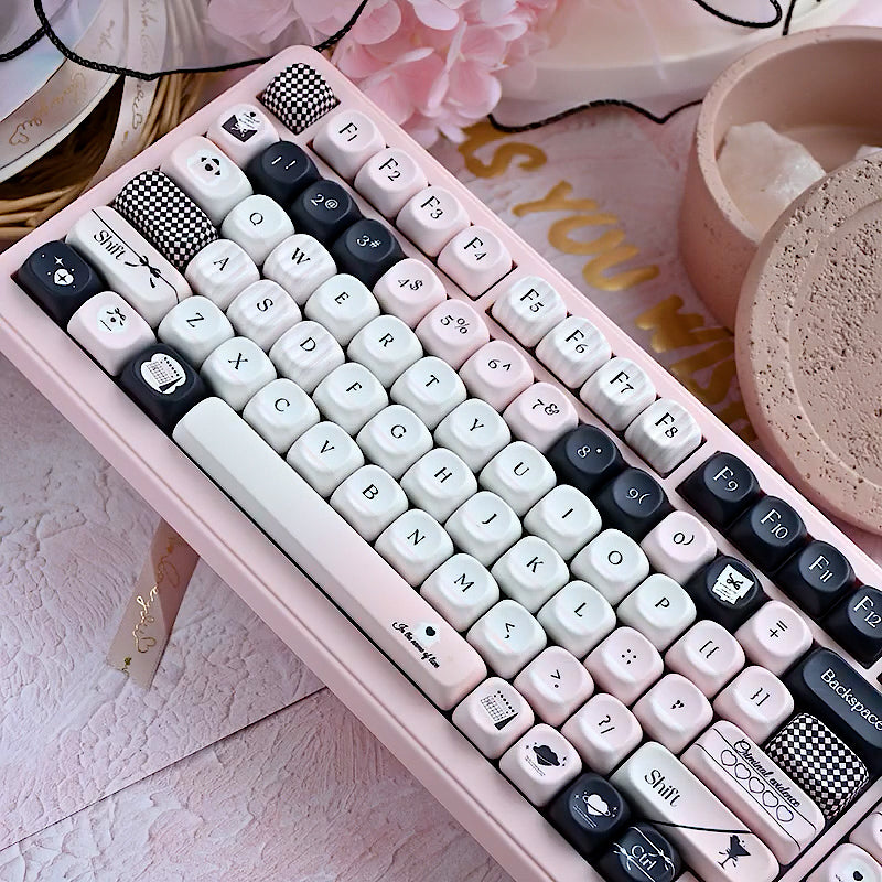 Black&Pink Keycaps Cute MOA Customized Mechanical Keyboard Keycaps