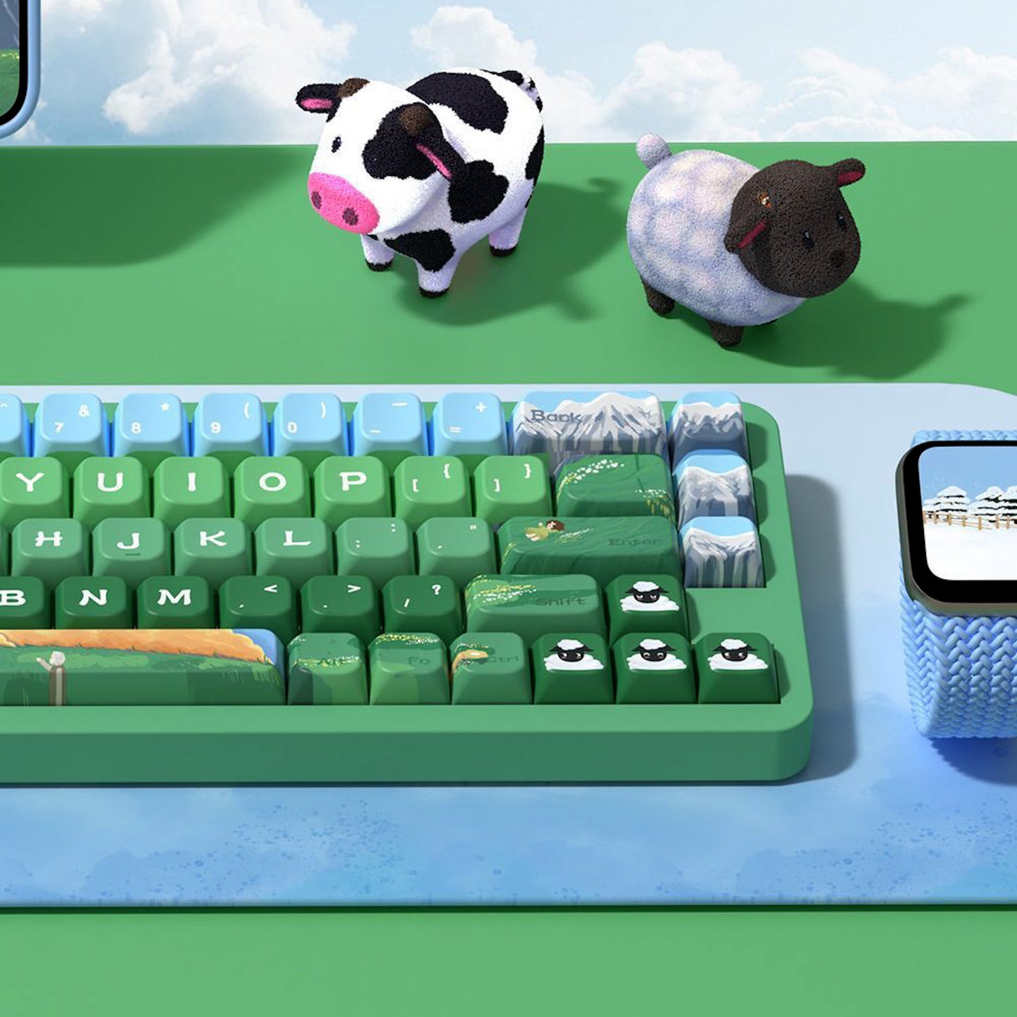 Limited Edition Alpine Landscape Keycaps Sets, MDA/Cherry Profile Keycaps for Mechanical Keyboard