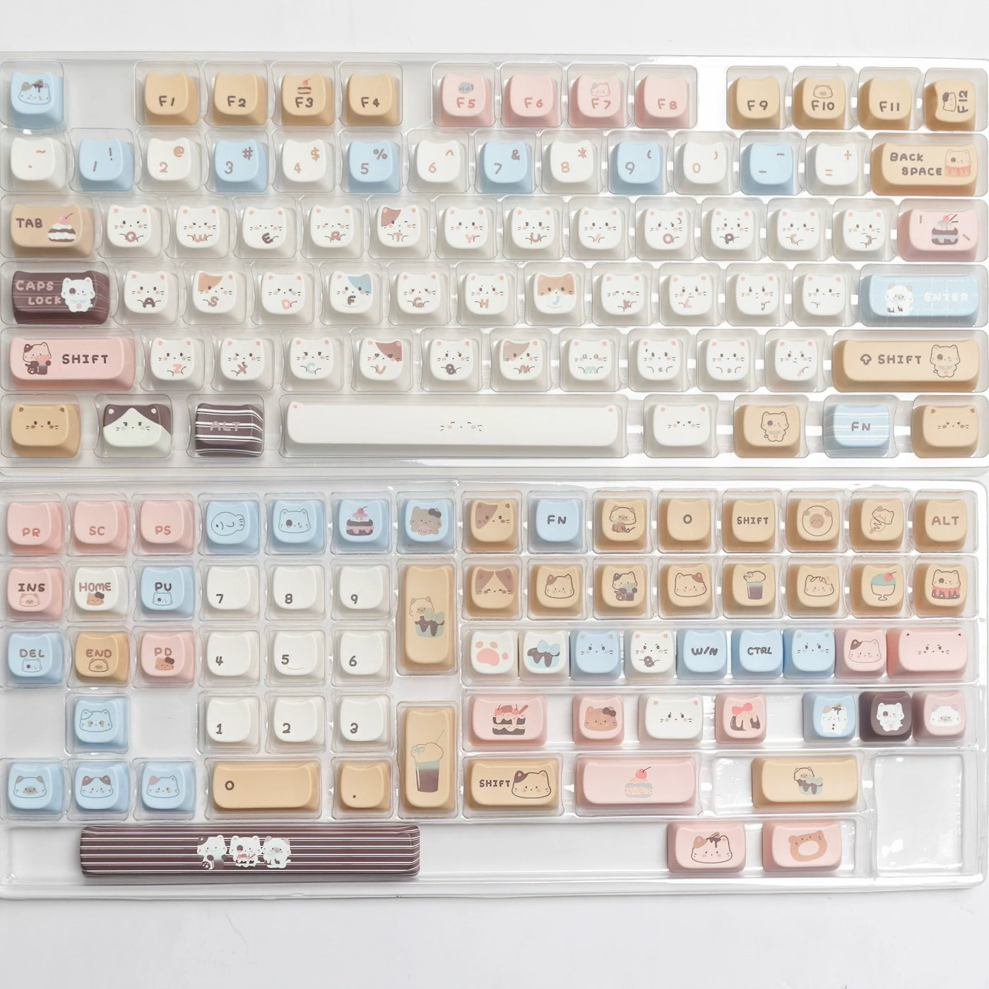 Cute Sea Salt Cat Keycaps Set Kawaii Cartoon Themed MAO Keycaps for Mechanical Keyboards