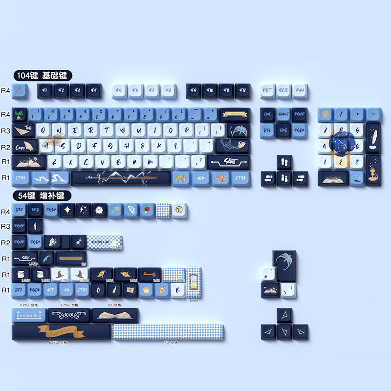 Limited Edition Harry Potter Ravenclaw Themed Keycaps Set, MDA Keycaps for Mechanical Keyboard, Wizarding World Inspired Keycaps