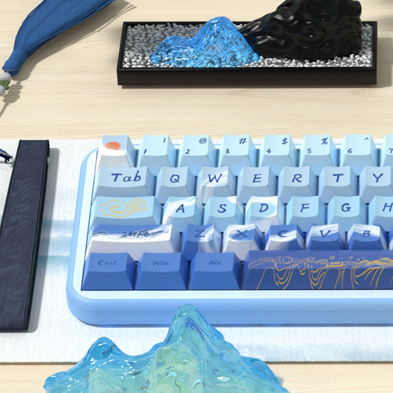 Limited Edition Lake and Mountain Scenery Keycaps Set, Aesthetic Landscape Themed Cherry Keycaps for Mechanical Keyboard