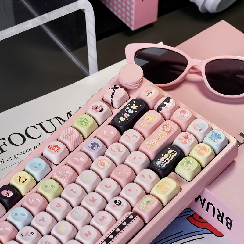 Shugo Chara Anime Theme Cute Pink MOA Keycaps Set for Mechanical Keyboard