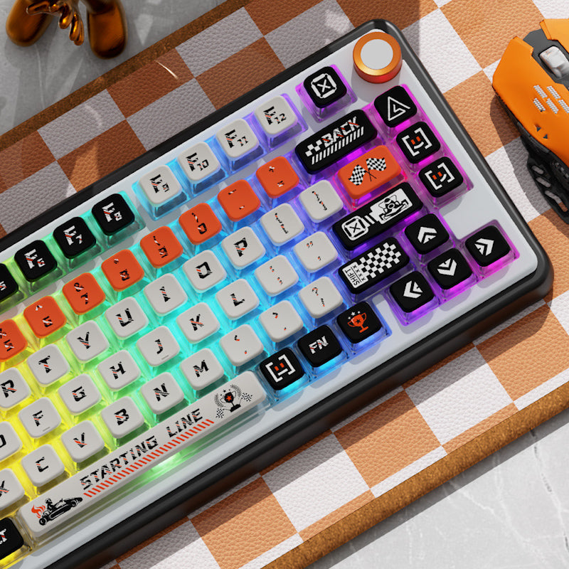 Limited Edition Starting Line Themed Keycaps Set, Side-Lit Keycaps, MSA Keycaps for Mechanical Keyboard