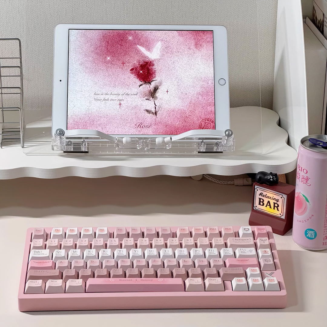 Pre-order Romantic Cherry Keycaps Set for Mechanical Keyboard, Pink/Blue Gradient Cute Pastel Theme Keycap