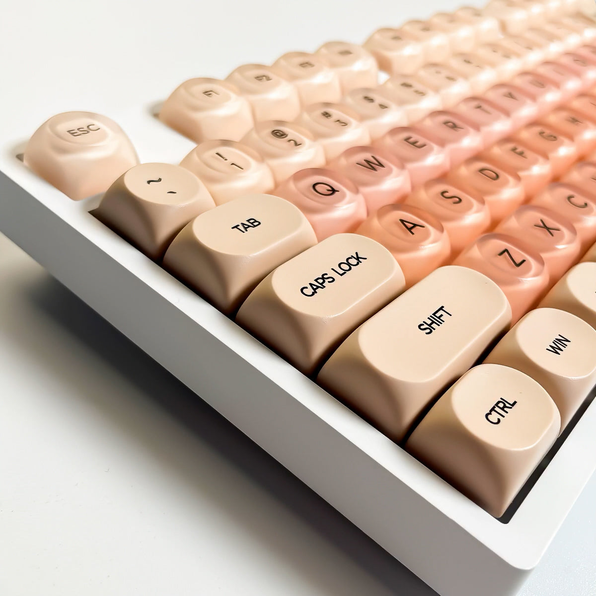 Beige Pink Keycaps Set for Mechanical Keyboard, Gradient Makeup Foundation Theme, MOA Keycap Sets
