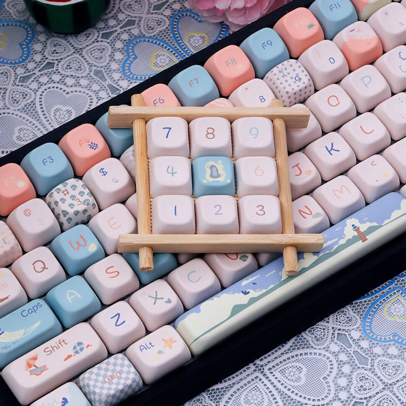 Limited Edition Beach Summer Themed Keycaps Set, Cute Coastal Cherry Keycaps for Mechanical Keyboard