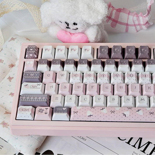 Strawberry Bunny Keycaps Cute Pink White Cherry Keycap Set for Mechanical Keyboard