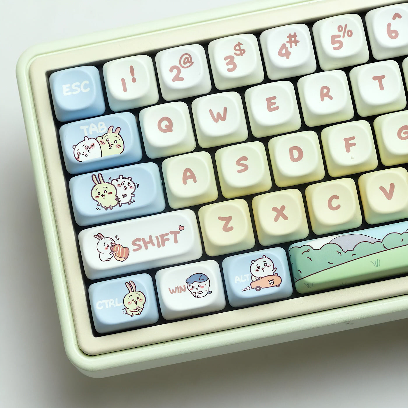 Adorable Hachiware Usagi Themed Keycaps Set, Cute Cartoon MOA Keycaps for Mechanical Keyboard