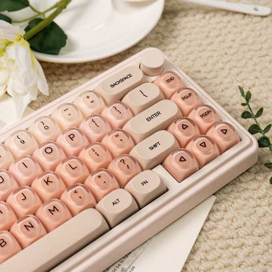 Beige Pink Keycaps Set for Mechanical Keyboard, Gradient Makeup Foundation Theme, MOA Keycap Sets