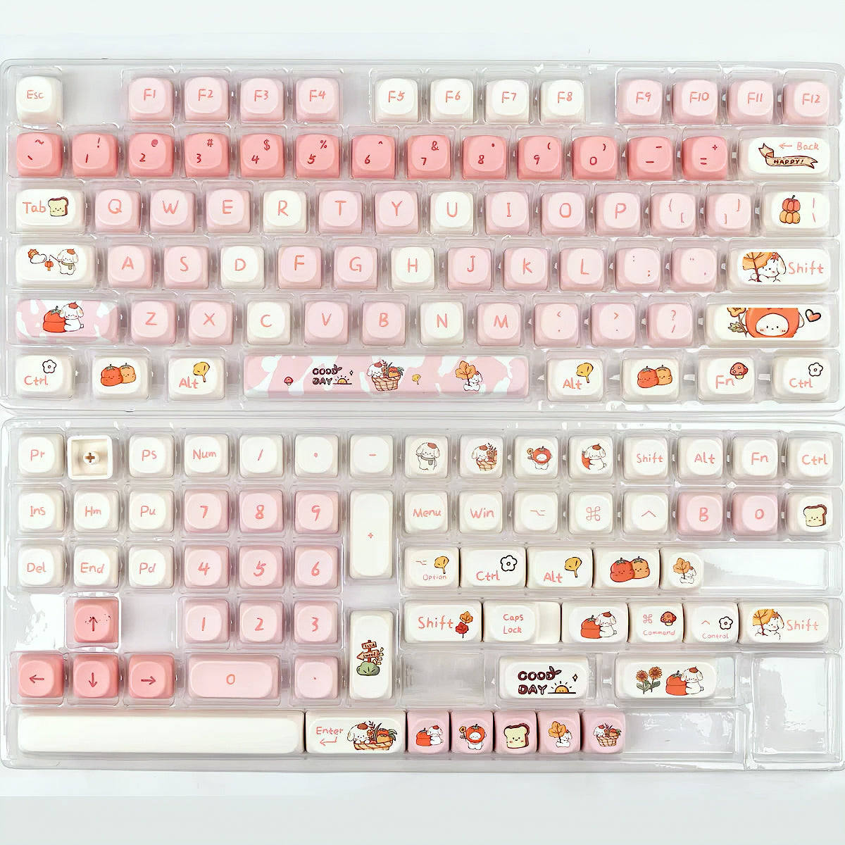 Kawaii Autumn Puppy Keycaps Set, Cute Cartoon MOA Keycaps for Mechanical Keyboard