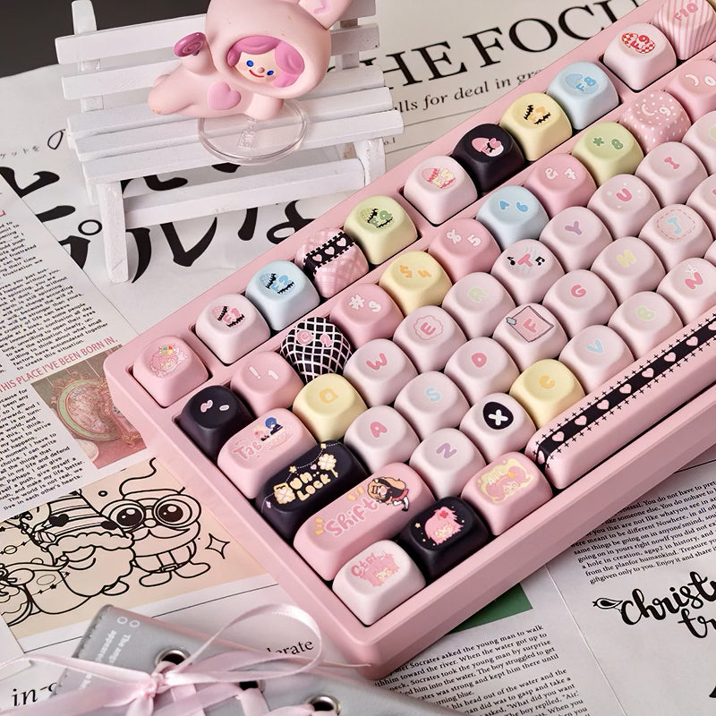 Shugo Chara Anime Theme Cute Pink MOA Keycaps Set for Mechanical Keyboard
