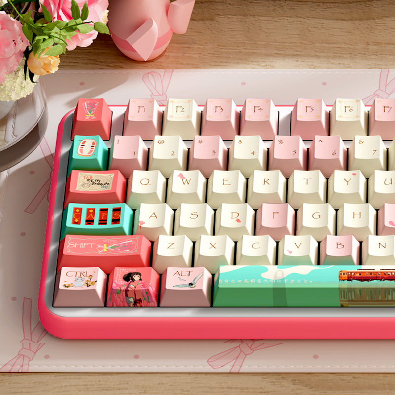 Limited Edition Spirited Away Themed Keycaps Set, Anime Inspired Cherry Keycaps for Mechanical Keyboard