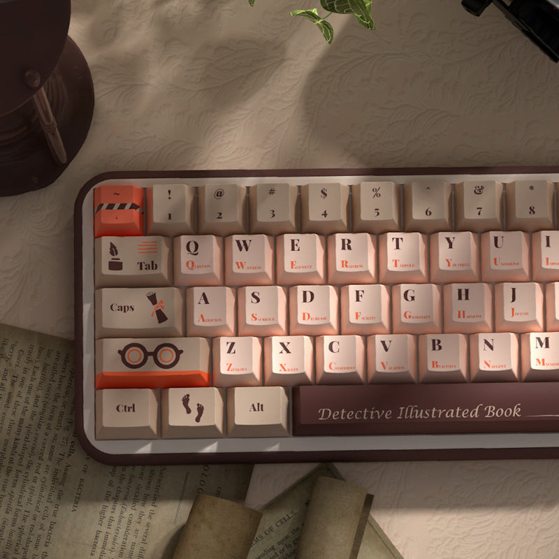 Limited Edition Detective Guide Themed Keycaps Set, Cherry Keycaps for Mechanical Keyboard with Mystery