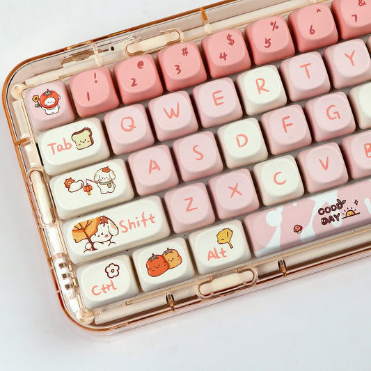 Kawaii Autumn Puppy Keycaps Set, Cute Cartoon MOA Keycaps for Mechanical Keyboard