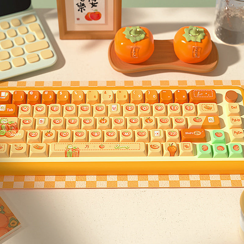 Limited Edition Kawaii Orange Themed Keycaps Set, Cute Fruit MDA Keycaps for Mechanical Keyboard