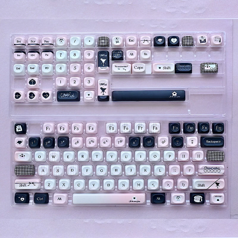 Black&Pink Keycaps Cute MOA Customized Mechanical Keyboard Keycaps