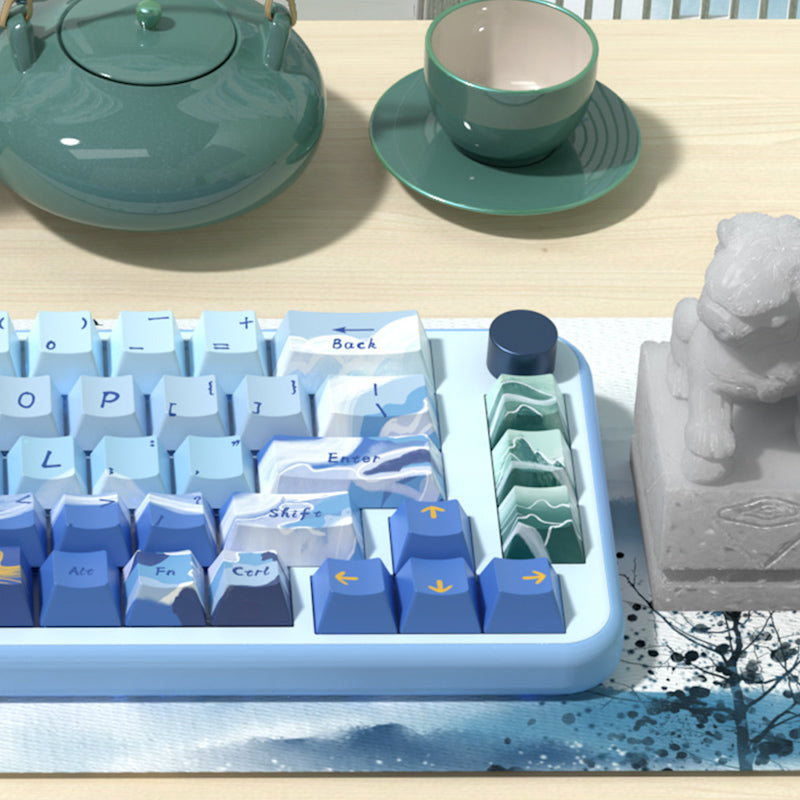 Limited Edition Lake and Mountain Scenery Keycaps Set, Aesthetic Landscape Themed Cherry Keycaps for Mechanical Keyboard