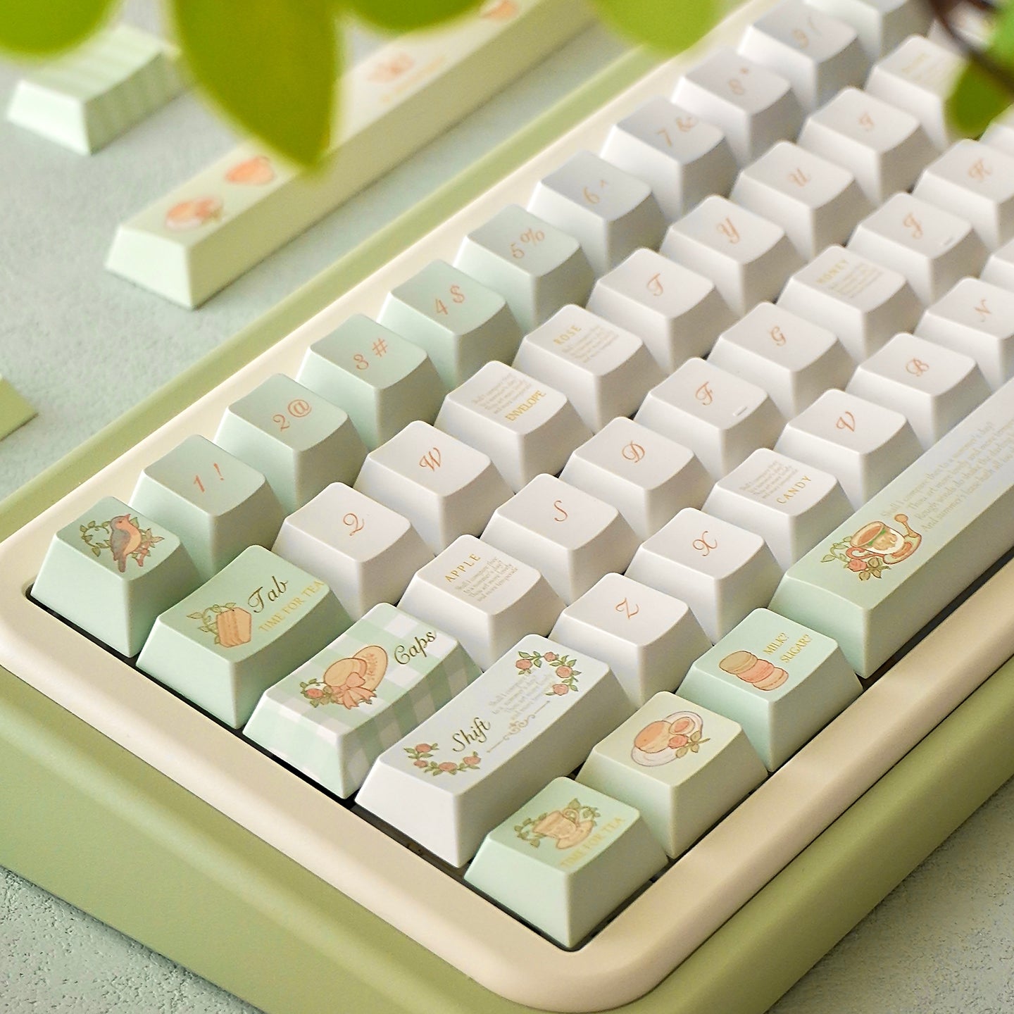 Pre-order Green Keycaps Set for Mechanical Keyboard, Tea Time Theme Cherry Keycaps