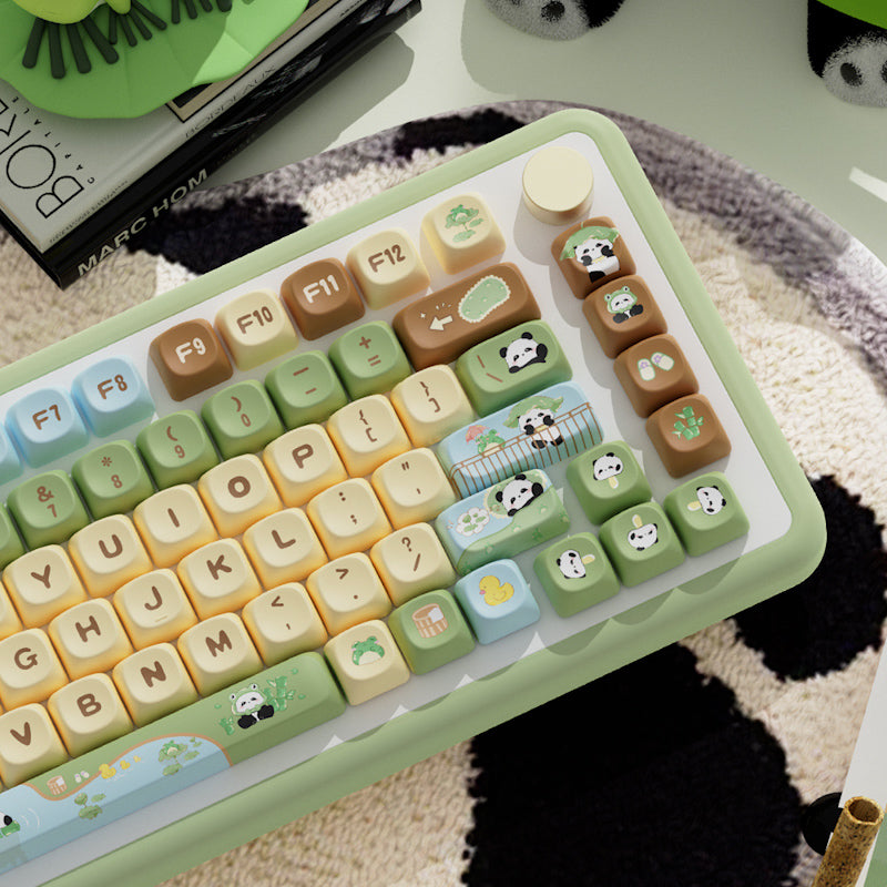 Panda Paradise Theme Keycaps Set for Mechanical Keyboard, Cute Animal Design MOA Keycaps Sets