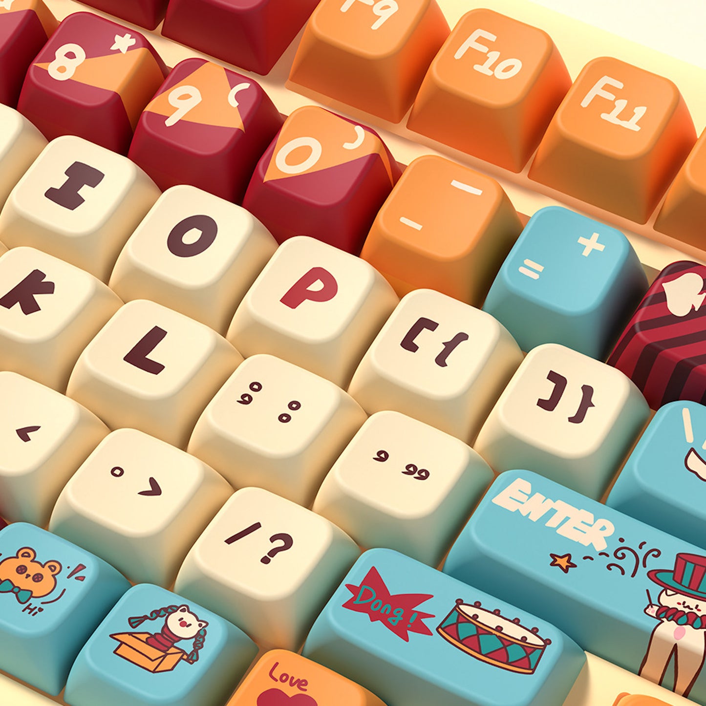 Limited Edition Kawaii Cat Circus Keycaps Set, Cute Cartoon MDA Keycaps for Mechanical Keyboard