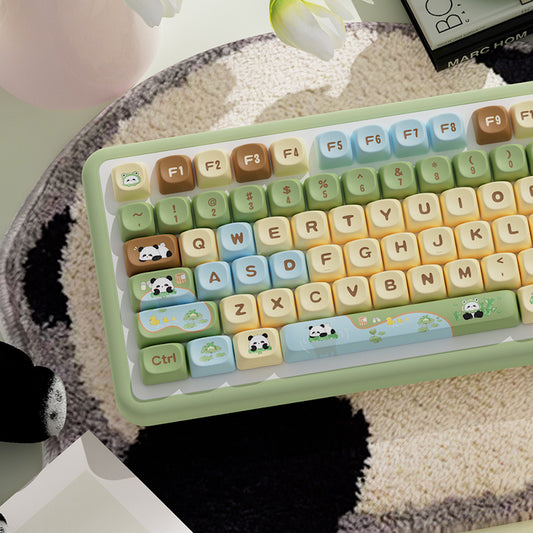 Panda Paradise Theme Keycaps Set for Mechanical Keyboard, Cute Animal Design MOA Keycaps Sets