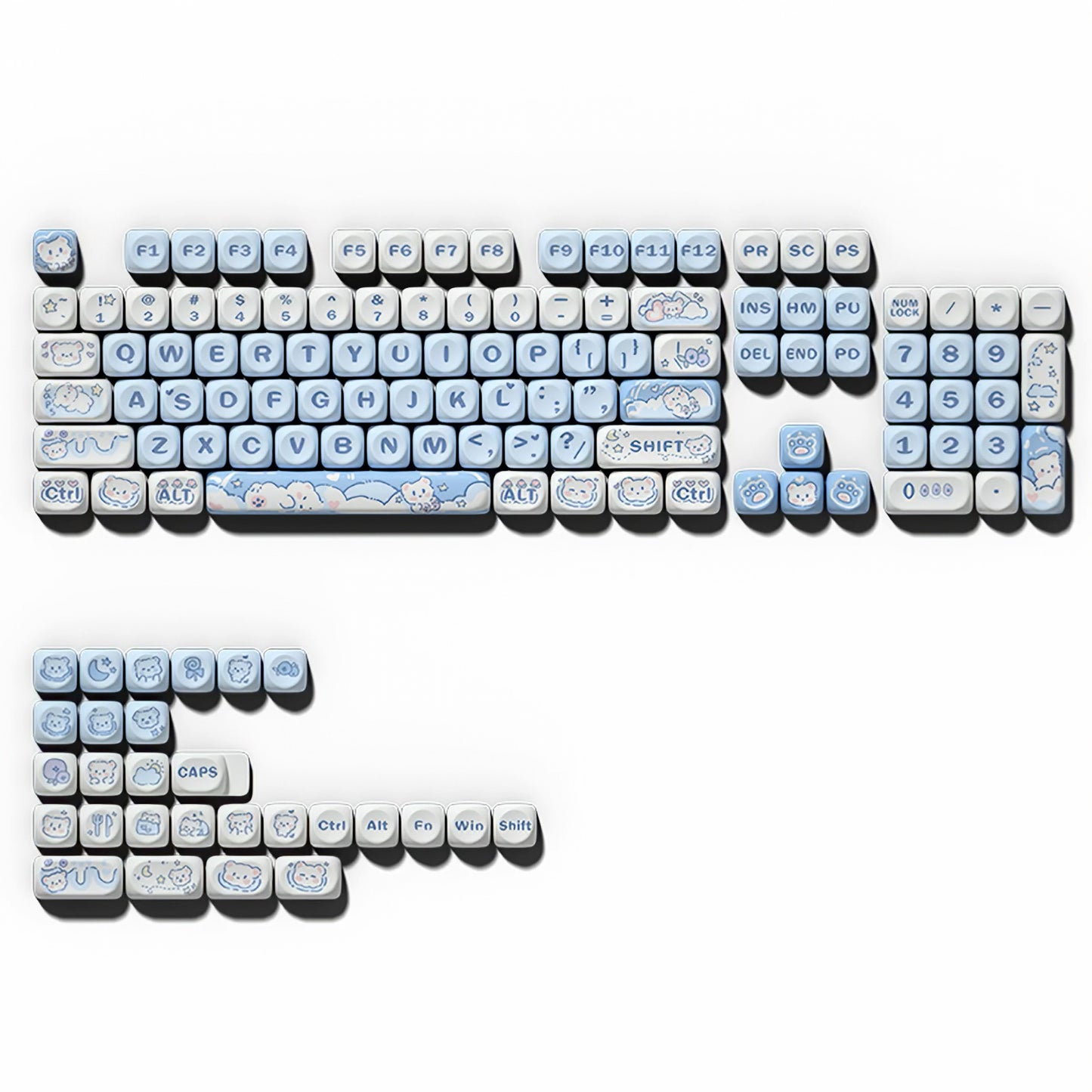 Kawaii Ice Cream Bear Keycaps Set, Cute Cartoon MOA Keycaps for Mechanical Keyboard
