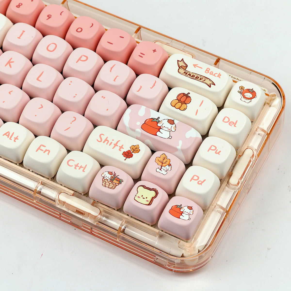 Kawaii Autumn Puppy Keycaps Set, Cute Cartoon MOA Keycaps for Mechanical Keyboard