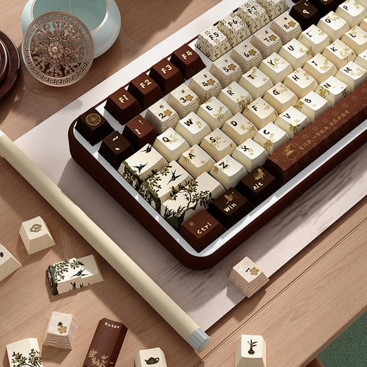 Limited Edition Subtle Fragrance Themed Keycaps Set, Traditional Chinese Style Cherry Keycaps for Mechanical Keyboard