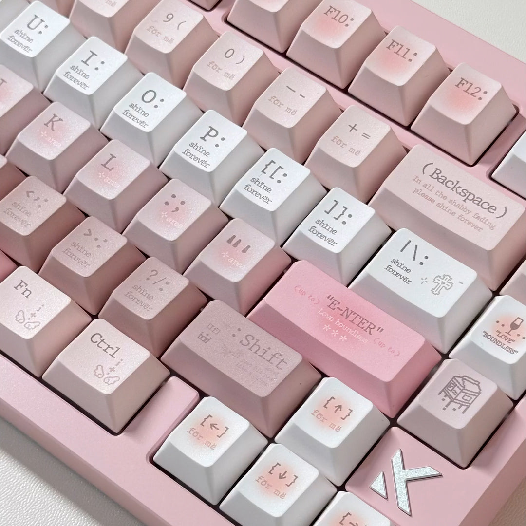 Pre-order Romantic Cherry Keycaps Set for Mechanical Keyboard, Pink/Blue Gradient Cute Pastel Theme Keycap