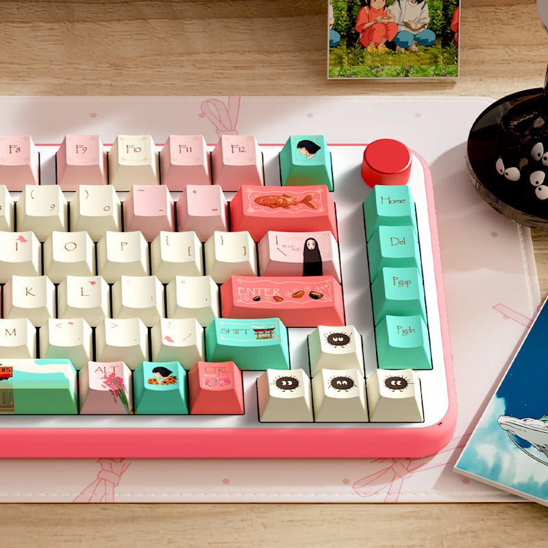 Limited Edition Spirited Away Themed Keycaps Set, Anime Inspired Cherry Keycaps for Mechanical Keyboard