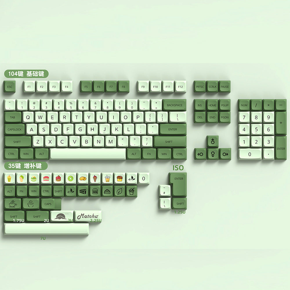 Matcha Themed Keycaps Set, XDA Keycaps for Mechanical Keyboard