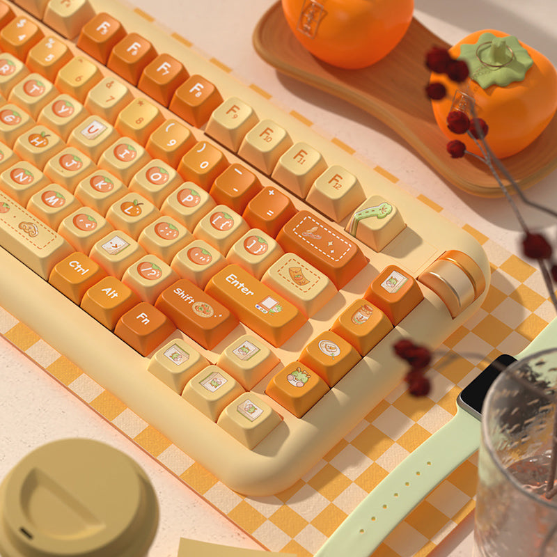 Limited Edition Kawaii Orange Themed Keycaps Set, Cute Fruit MDA Keycaps for Mechanical Keyboard