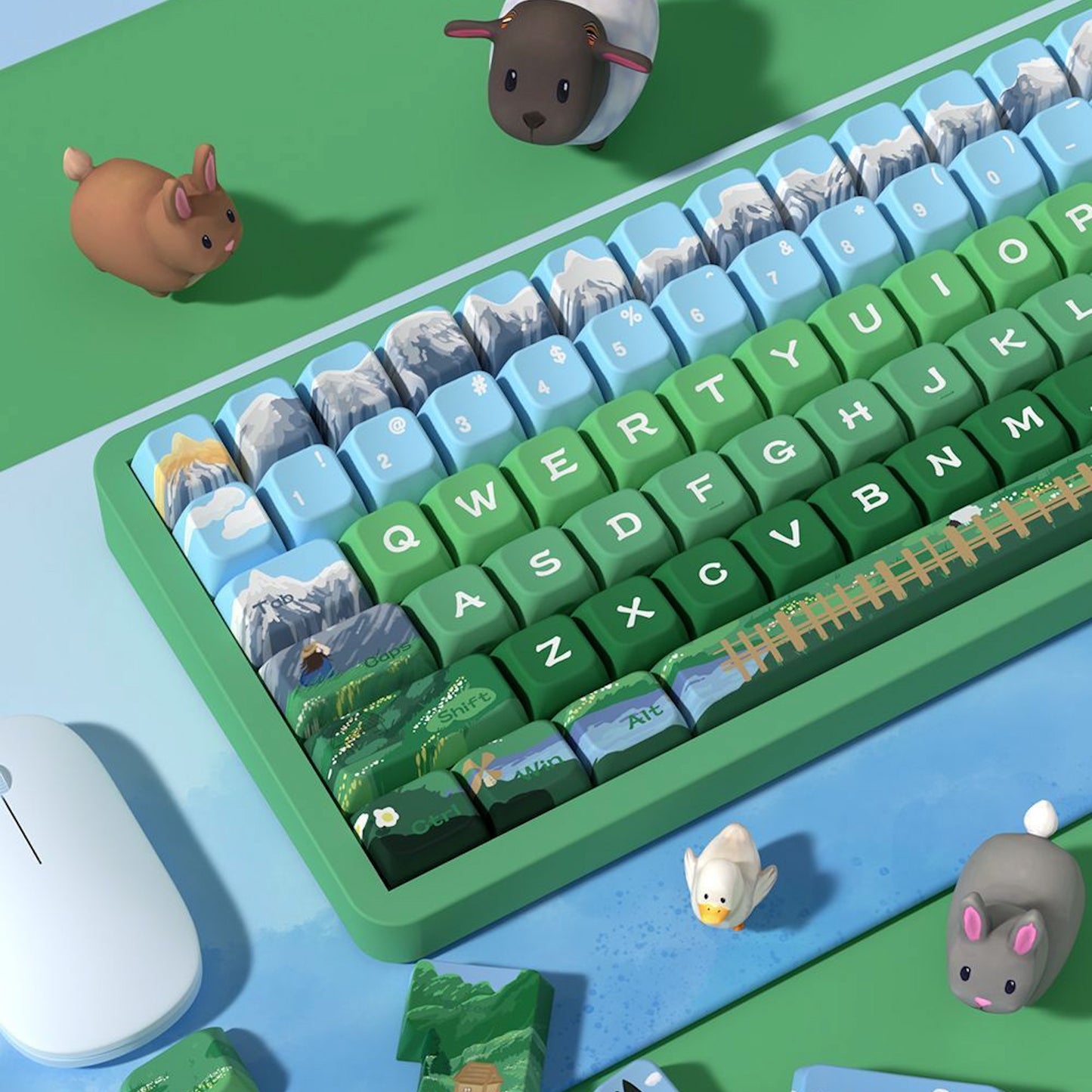 Limited Edition Alpine Landscape Keycaps Sets, MDA/Cherry Profile Keycaps for Mechanical Keyboard