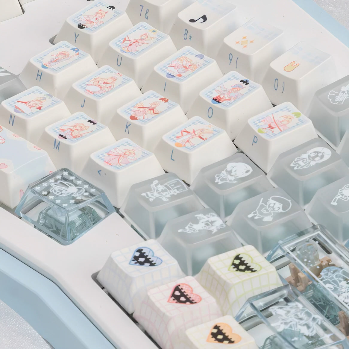 Limited Edition Shugo Chara Keycaps Set for Mechanical Keyboard, Anime Cute Design, Cherry Profile Side-Engraved Keycaps