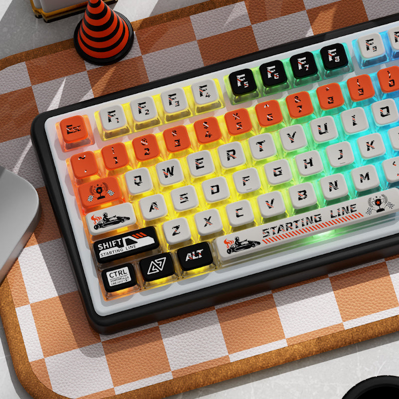 Limited Edition Starting Line Themed Keycaps Set, Side-Lit Keycaps, MSA Keycaps for Mechanical Keyboard