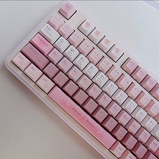 Pre-order Romantic Cherry Keycaps Set for Mechanical Keyboard, Pink/Blue Gradient Cute Pastel Theme Keycap