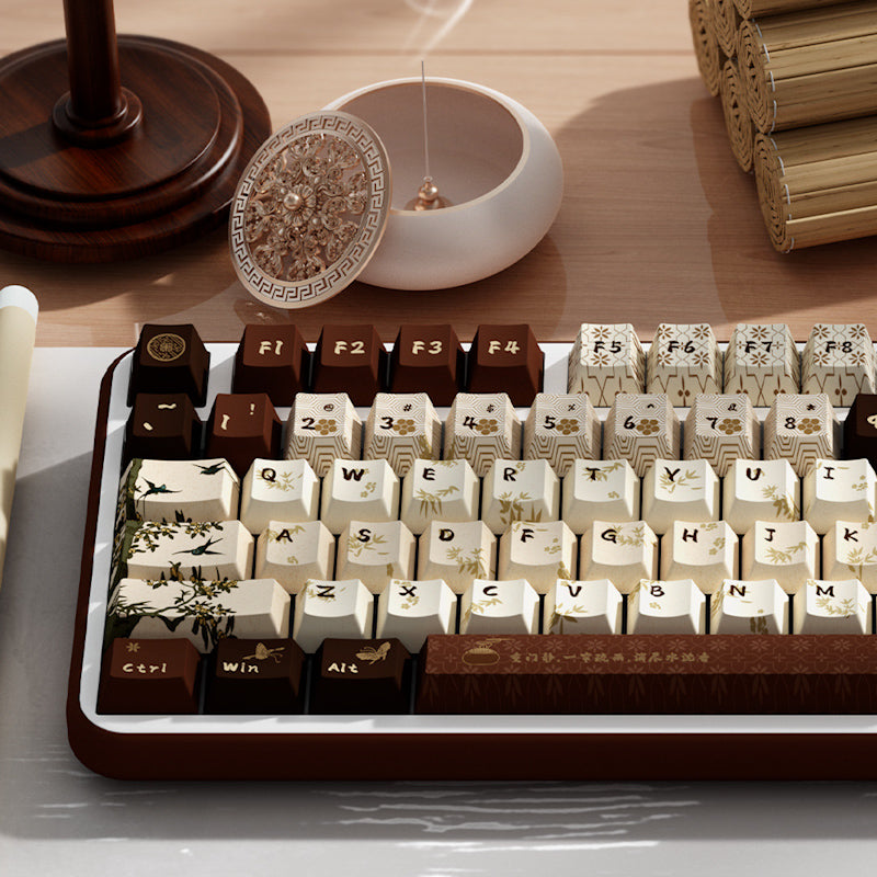 Limited Edition Subtle Fragrance Themed Keycaps Set, Traditional Chinese Style Cherry Keycaps for Mechanical Keyboard